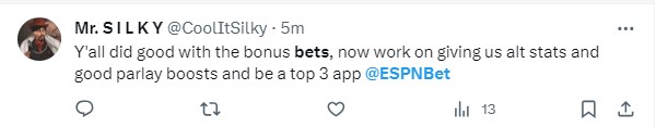 User wishing ESPN Bet had alt lines to bet