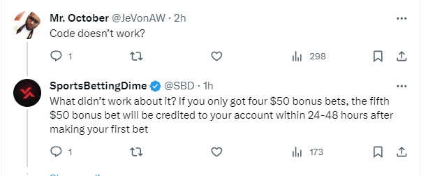 User reporting ESPN Bet promo isn't working