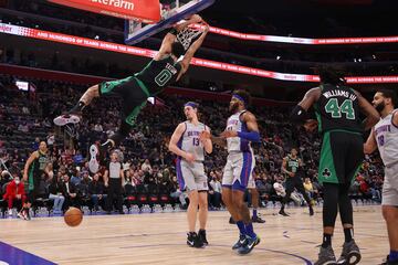 Jayson Tatum in action against the Detroit Pistons in February 2022